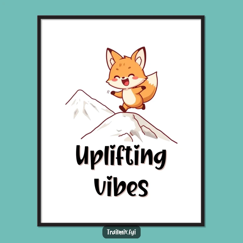 Funny Fox Mountain Art: Delighted Bounding Digital Print