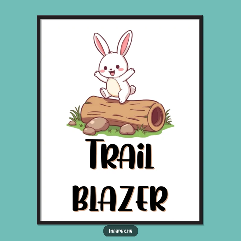 Funny Rabbit Hopping Digital Art: Hilarious Woodland Decor Print