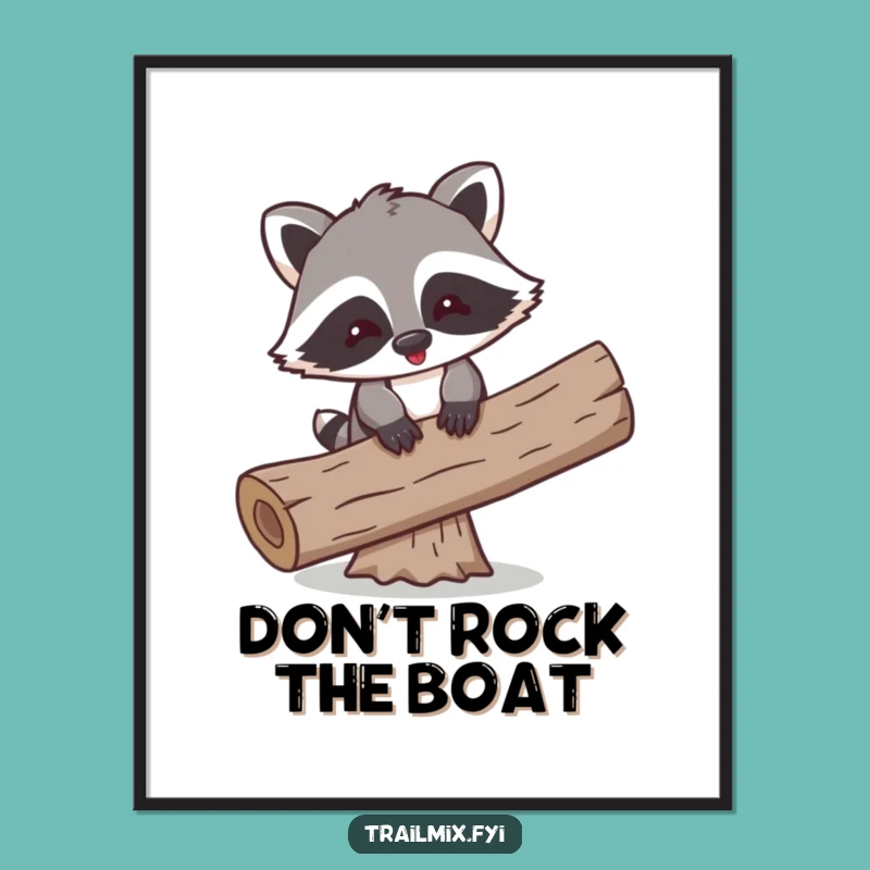Funny Raccoon Balancing Digital Art - Whimsical Cartoon Decor Gift