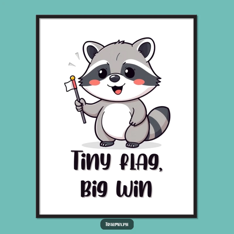 Funny Raccoon Flag Waving Digital Art - Cheerful Decor Gift