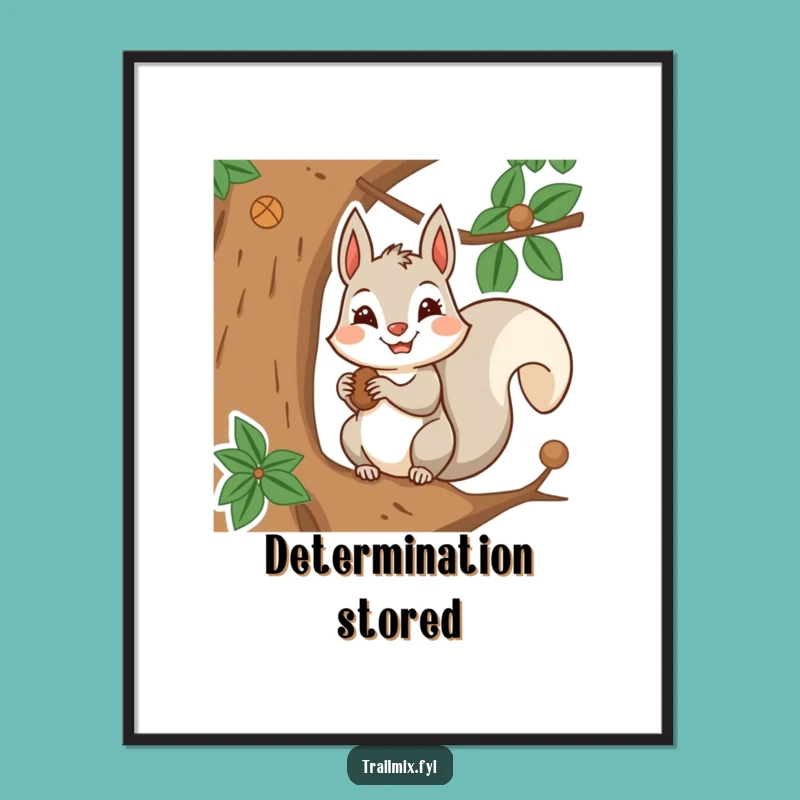 Funny Squirrel Nut Digital Print: Determined Storer's Instant Motivational Art