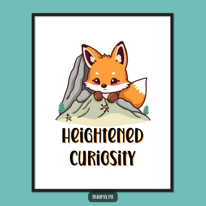 Funny Fox Mountain Peek Digital Art - Hilarious Nature Wall Decor Print