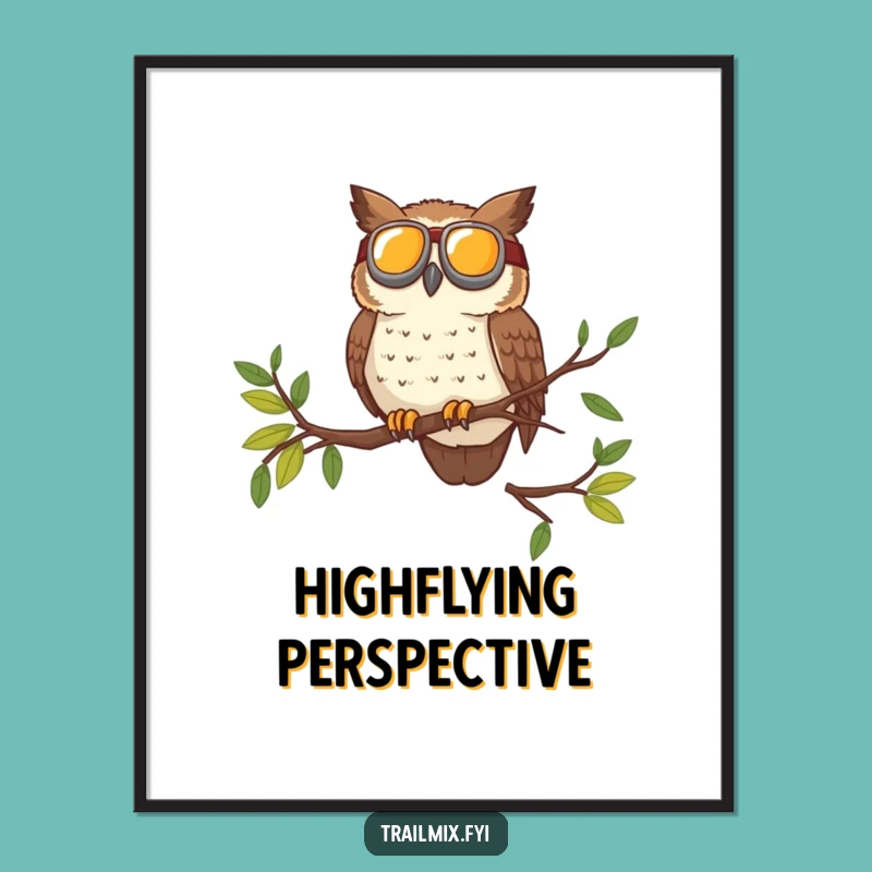 Funny Brave Owl Goggles Digital Art - Adventurous Instant Download
