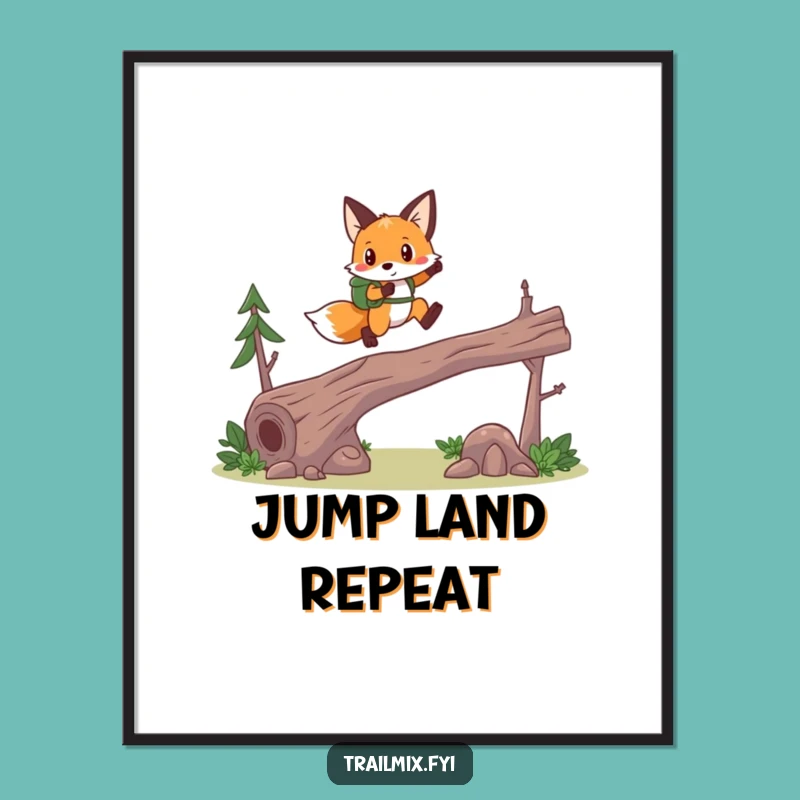 Funny Fox Hiker Digital Art - Brave Leaps for Adventurous Wall Decor