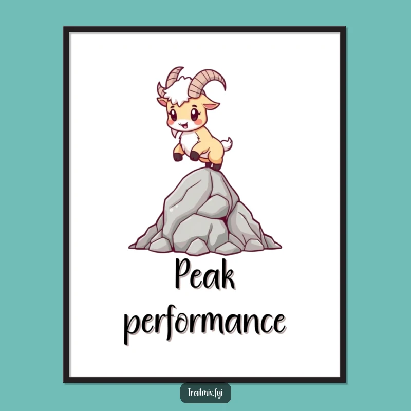 Funny Mountain Goat Digital Art: Bold Climber Artwork, Printable Adventure Decor Gift