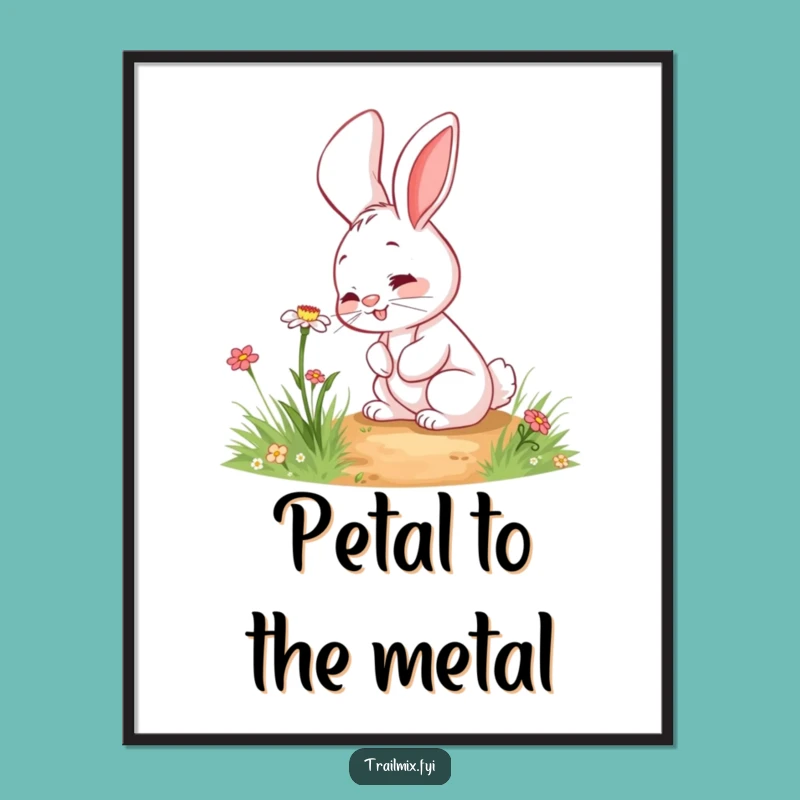 Funny Rabbit Wildflower Art: Giggling Path Digital Print