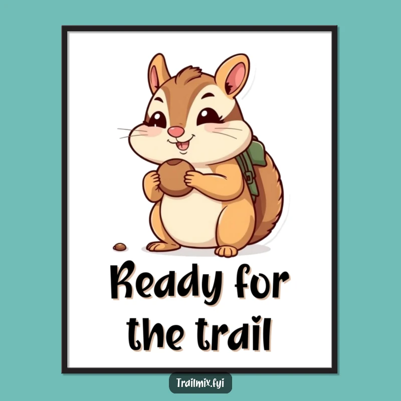 Funny Chipmunk Hiking Digital Art - Cheerful Instant Download
