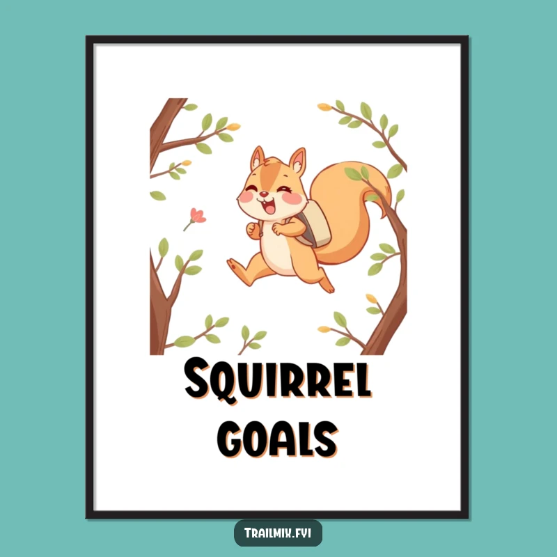 Funny Happy Squirrel Leaping Digital Art - Instant Adventurous Critter Decor