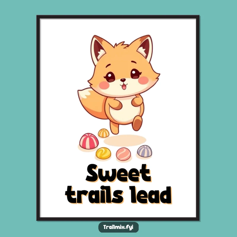 Funny Fox Candy Trail Digital Art: Instant Sweetness for Your Walls!
