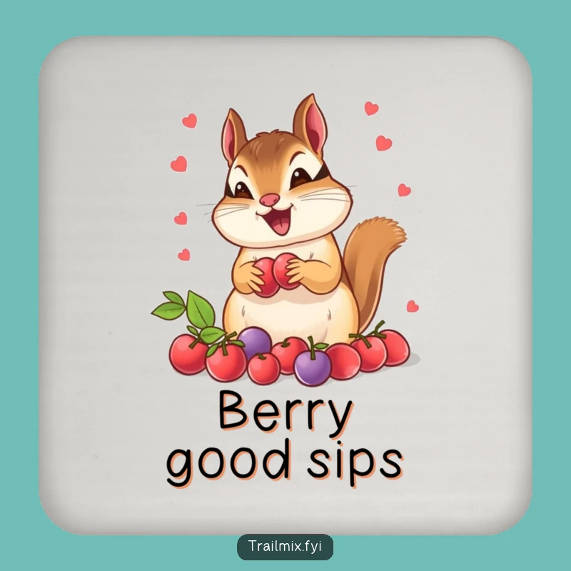 Funny Chipmunk Berry Protector Coaster - Humorous Drink Accessory