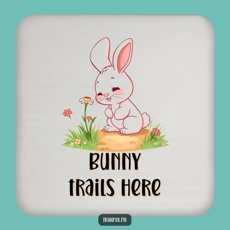 Funny Rabbit Wildflower Coaster: Giggling Path Protector Gift