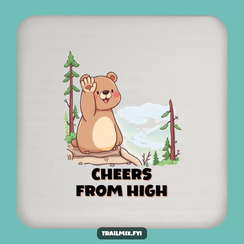 Funny Bear Waving Drink Coaster - Scenic Protection & Happy Style