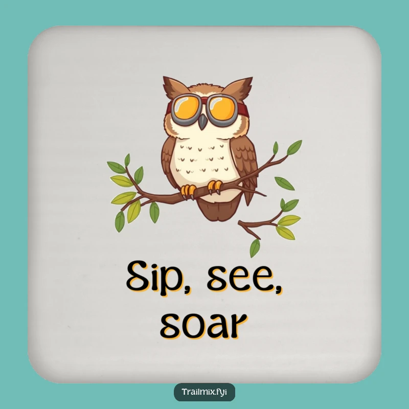 Funny Brave Owl Goggles Drink Coaster Set - Adventurous Protection