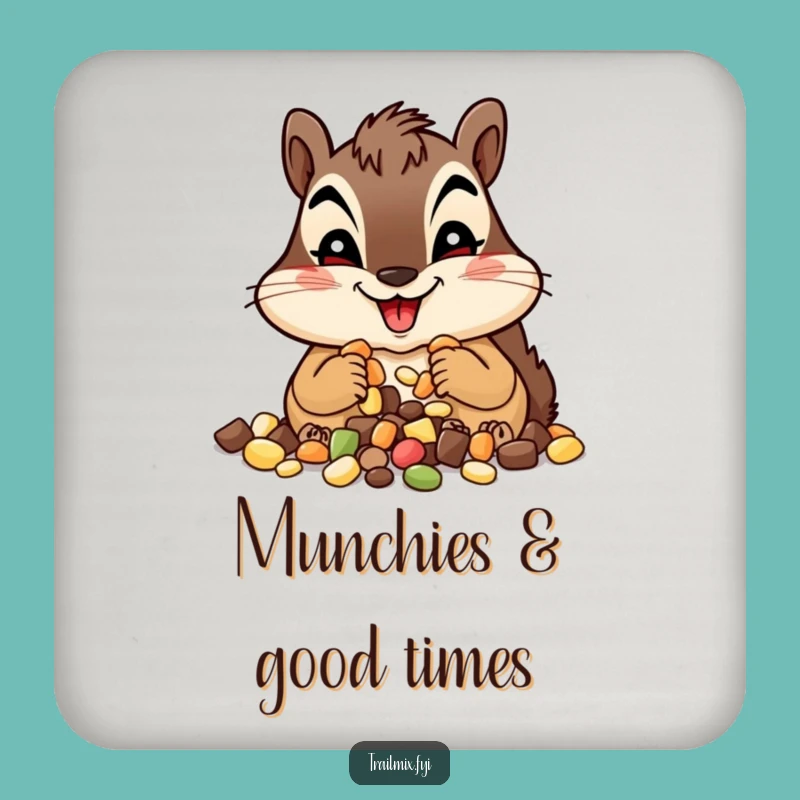 Funny Chipmunk Trail Mix Coaster - Happy Drink Protector Gift Set