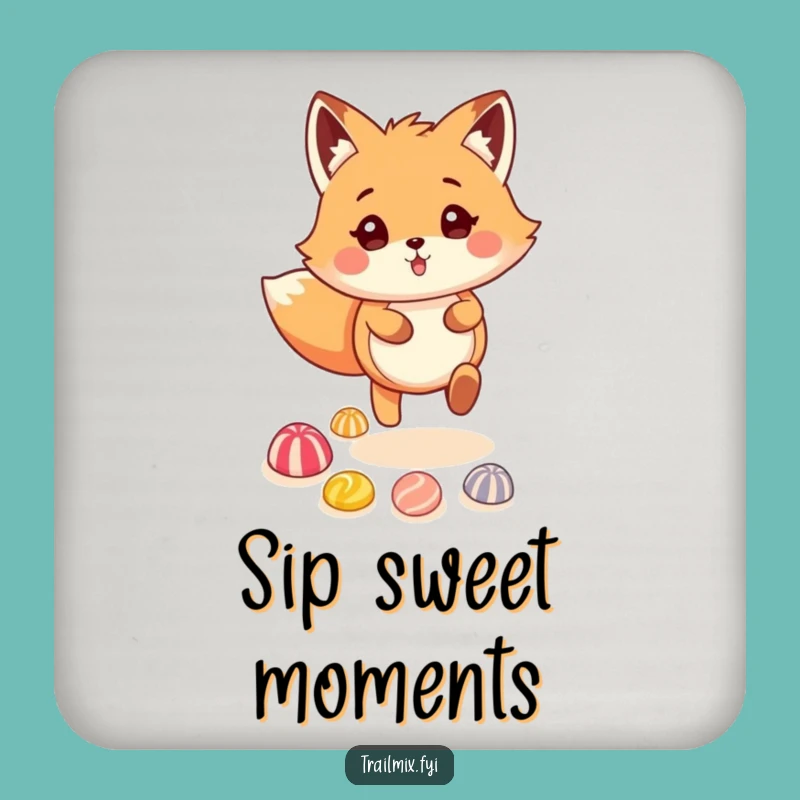 Funny Fox Candy Trail Coaster: Sip Sweetly, Protect Your Surfaces!