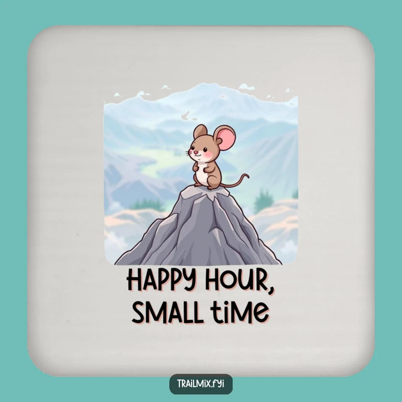Funny Mouse Mountain Drink Coaster: Protect Surfaces with Tiny Explorer Art, Humorous Vista Coaster