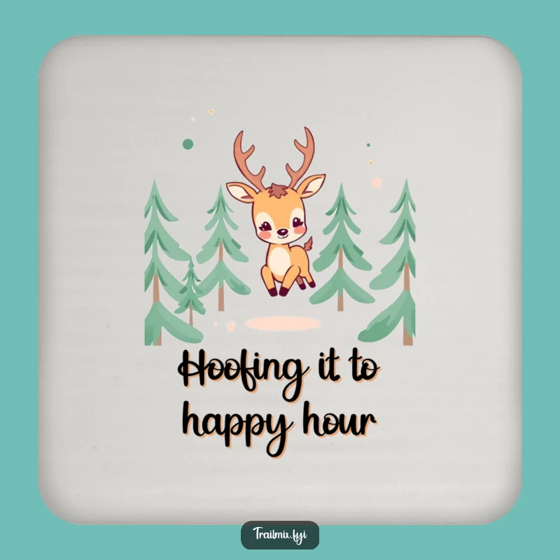 Funny Cheerful Deer Coaster: Woodland drinks, superb funny gift for hosts.