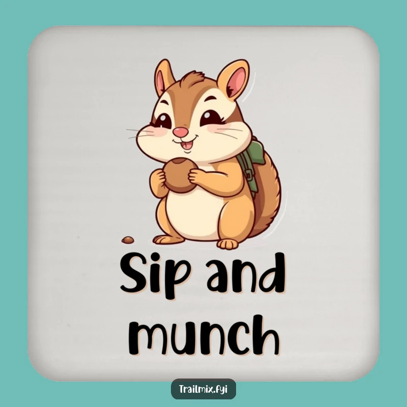 Funny Chipmunk Hiking Drink Coaster Set - Cheerful Table Protection