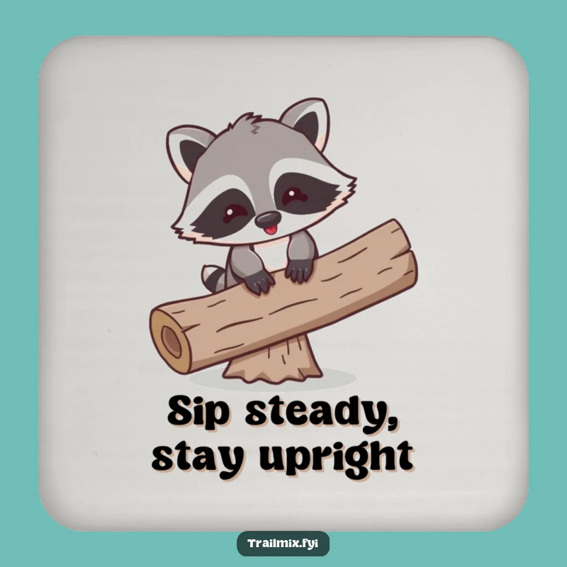 Funny Raccoon Balancing Coaster - Durable Cartoon Humor Gift