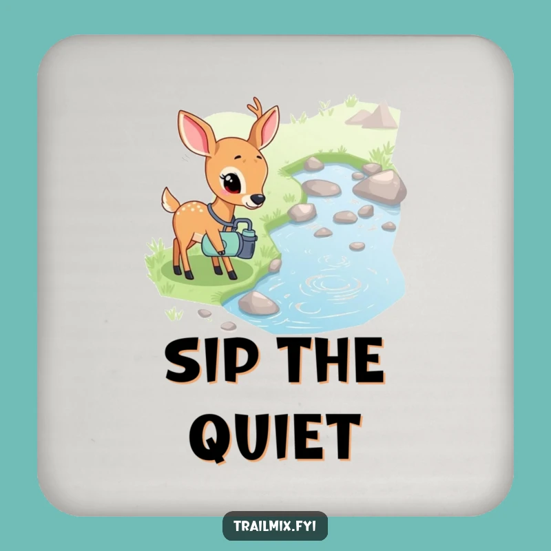 Funny Shy Deer Stream Drink Coaster Set - Curious Table Protection