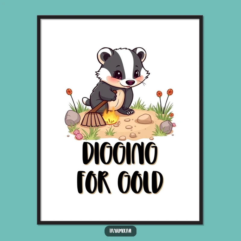 Funny Badger Digging Poster: Hilarious Wall Art for Enthusiastic Diggers!