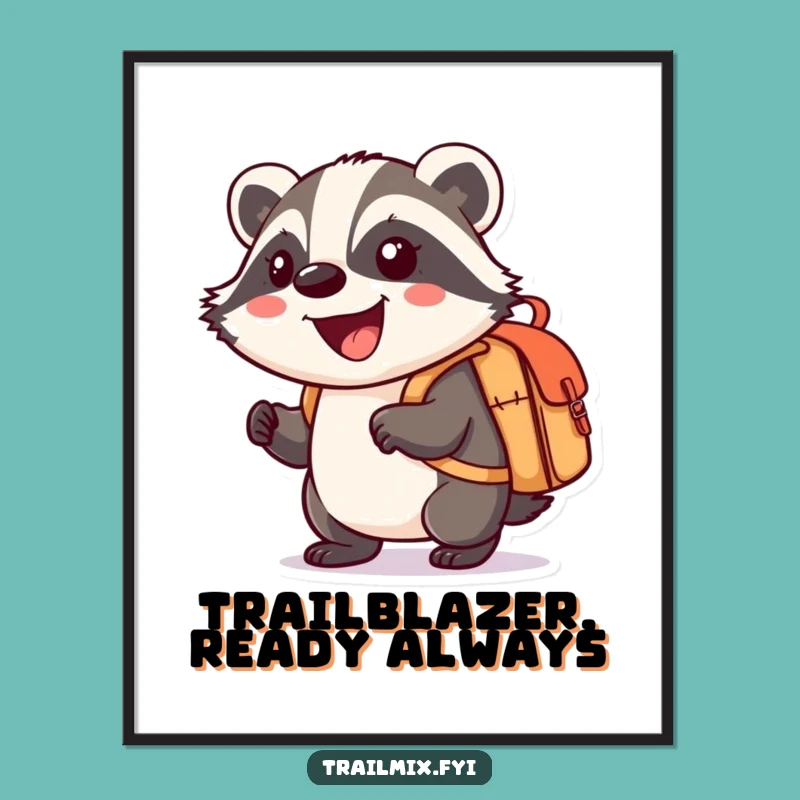 Funny Badger Explorer Poster - Whimsical Cartoon Wall Art Gift