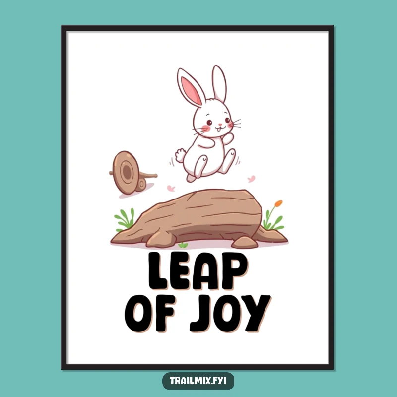 Funny Bunny Rabbit Poster: Playful Leap Art Gift