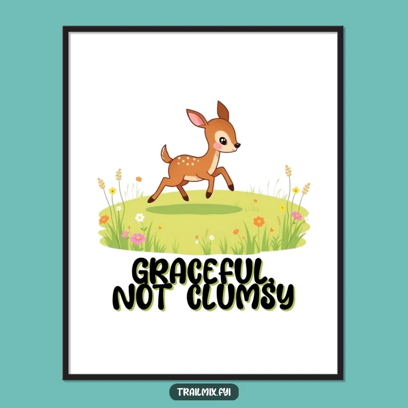 Funny Deer Poster: Playful Bounding Art, Perfect for Nature Lovers!