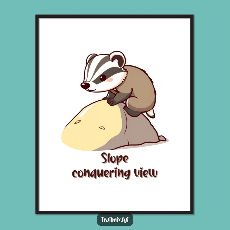 Funny Determined Badger Slope Poster - Motivational Wall Art Gift