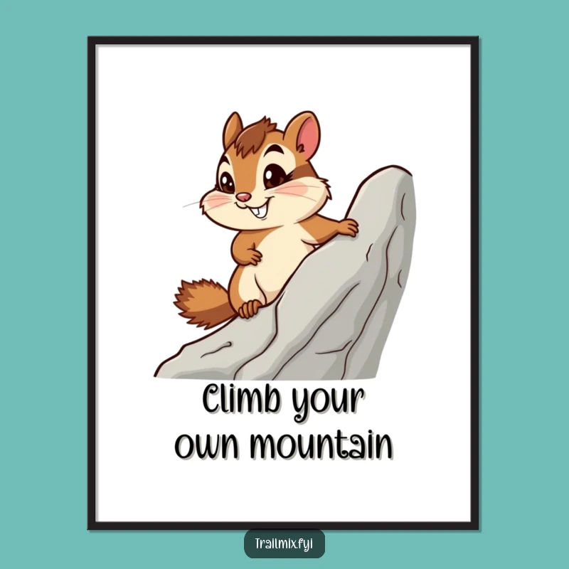 Funny Determined Chipmunk Poster, Inspiring Adventure Art and a Perfect Funny Gift