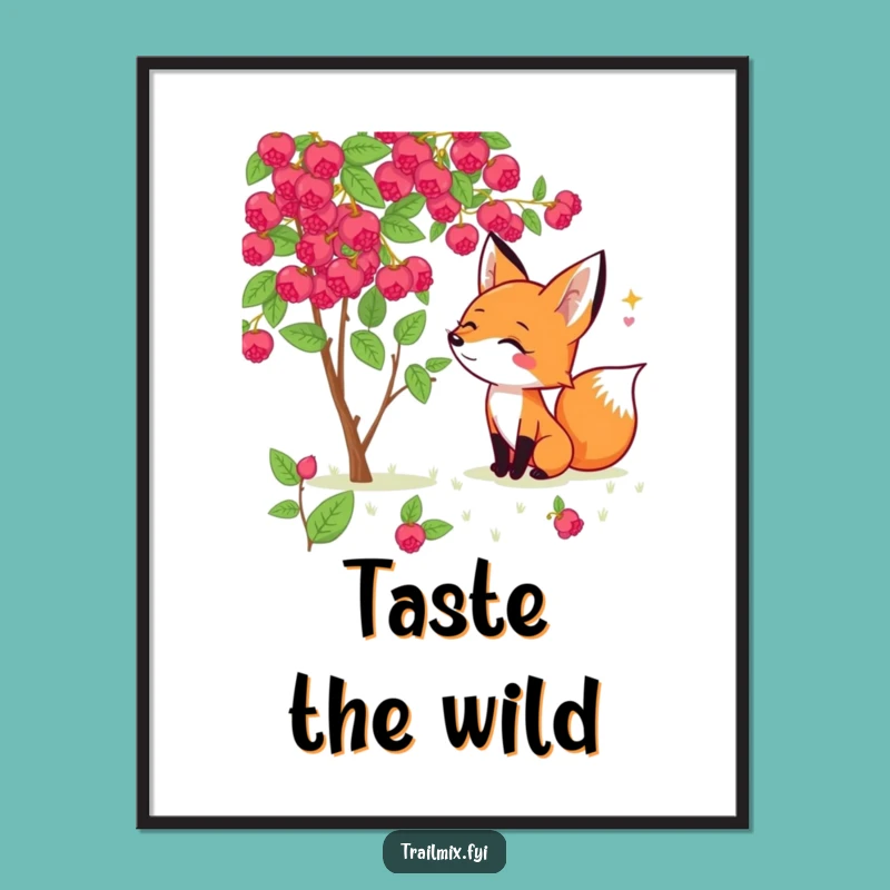 Funny Fox Berry Sniffing Poster: Hilarious Woodland Wall Art