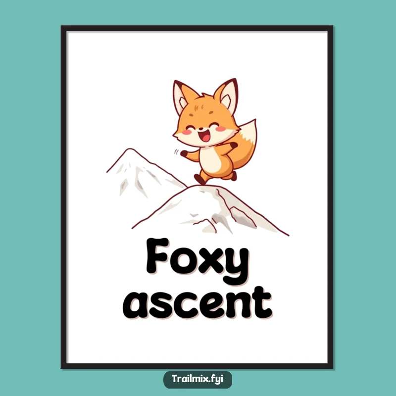 Funny Fox Mountain Poster: Delighted Bounding Art Print Gift