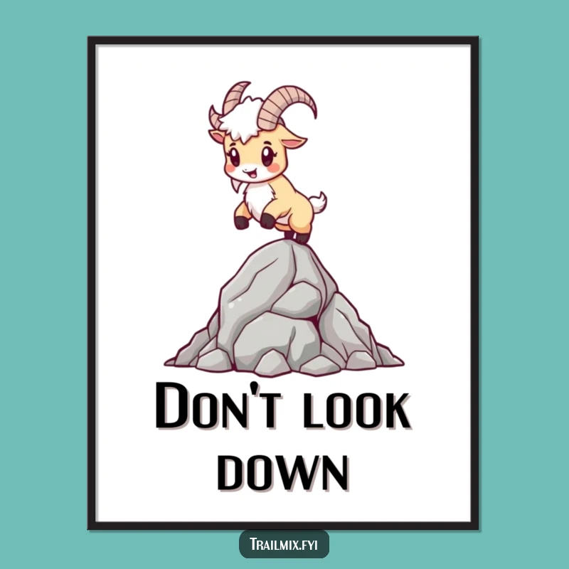 Funny Mountain Goat Poster: Bold Rock Climber Art, Hilarious Animal Decor for Adventure Lovers