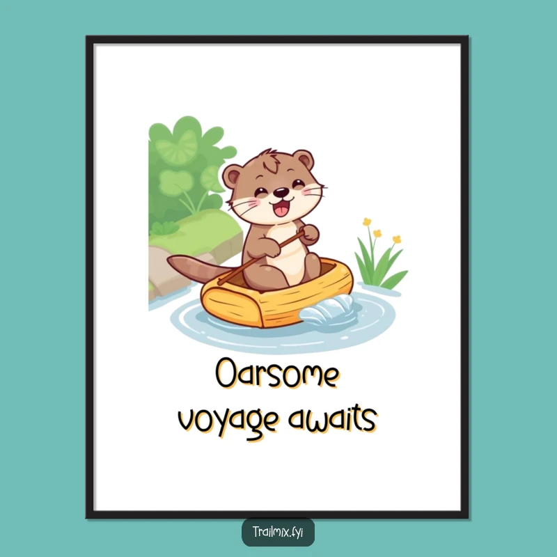 Funny Otter Rafting Poster: Vibrant Wall Art for a Humorous Home Decor