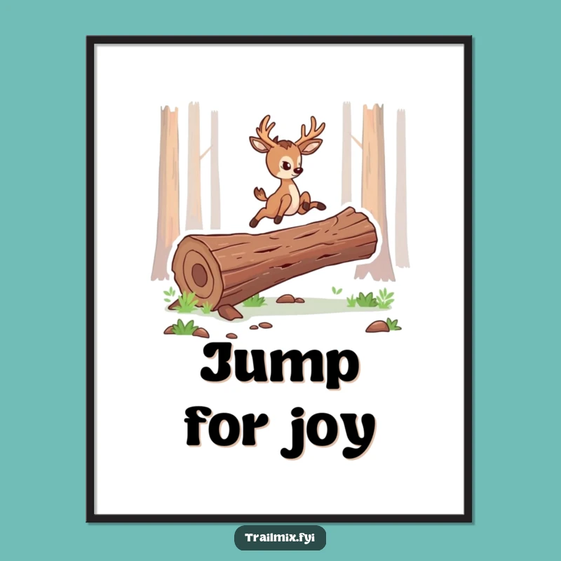 Funny Deer Leap Poster: Graceful Jumper's Determined Wall Art, Gift Decor