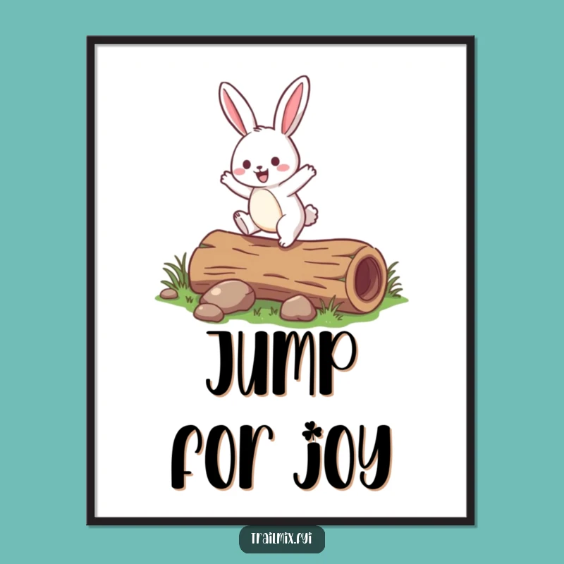 Funny Rabbit Hopping Poster: Hilarious Woodland Wall Art for Joy