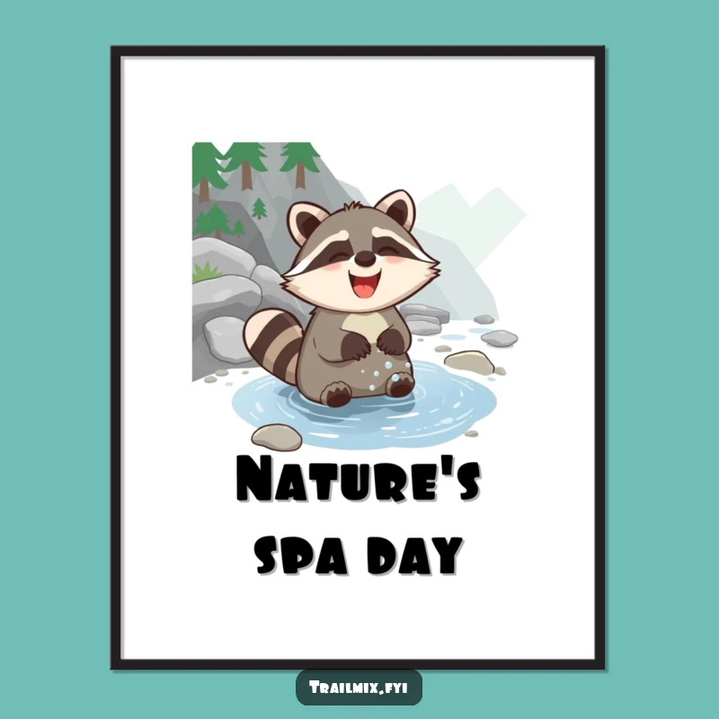 Funny Giggling Raccoon Art Print: Whimsical Wall Decor, Hilarious Nature Gift