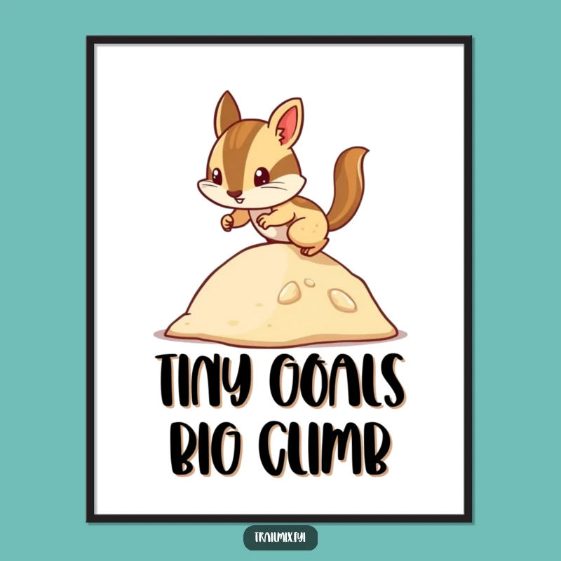 Funny Chipmunk Art Print: Hilarious Determined Climber 'Hill Bound' Poster for Decor