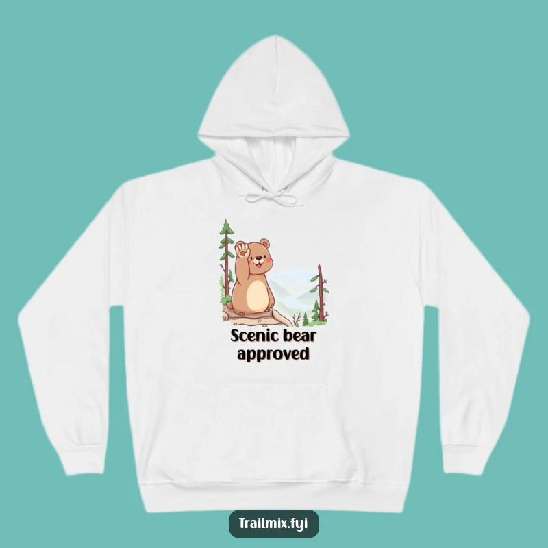 Funny Bear Waving Hoodie - Cozy Scenic Comfort & Happy Greeting