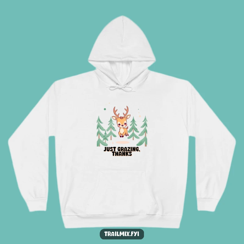 Funny Cheerful Deer Hoodie: Cozy forest comfort, fantastic funny gift for adventurers.