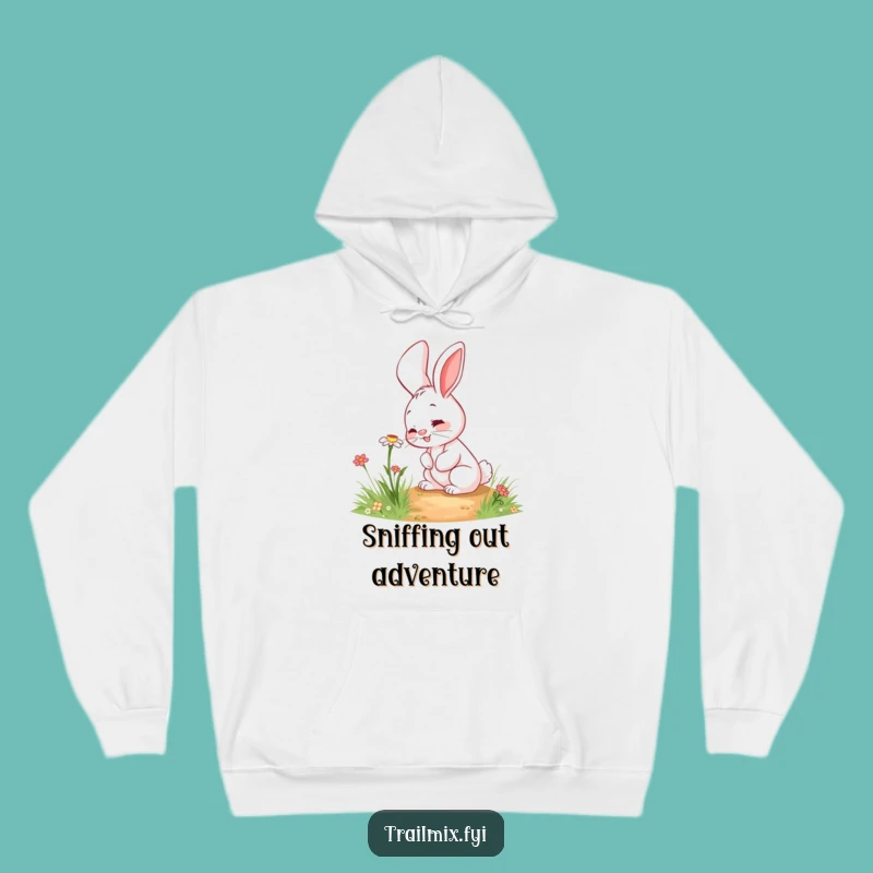 Funny Rabbit Path Hoodie: Cozy Giggling Flower Sniffer Gift