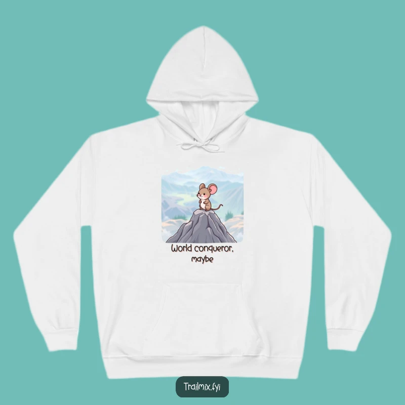 Funny Mouse Mountain Hoodie: Cozy Explorer Design for Big Views, Warm & Humorous Gift