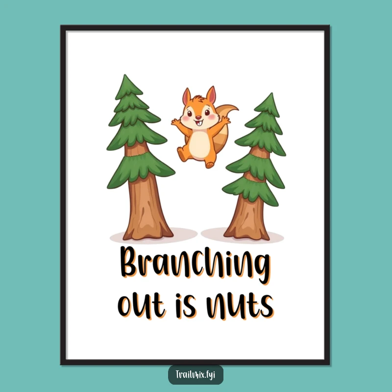 Funny Free Printable Wall Art: Happy Squirrel Leap Decor, Downloadable Art for Woodland Lovers