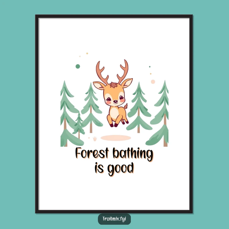 Free Printable Wall Art: Cheerful Deer Forest, Humorous Abstract Downloadable Decor