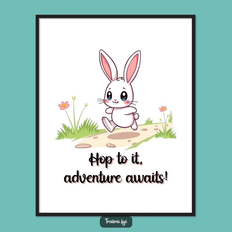 Free Printable Bunny Trail Art: Wide-Eyed Hop Funny Downloadable Wall Art