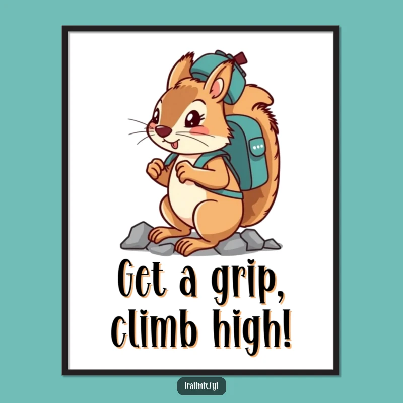 Free Printable Funny Wall Art: Squirrel Climber, Determined Downloadable Decor