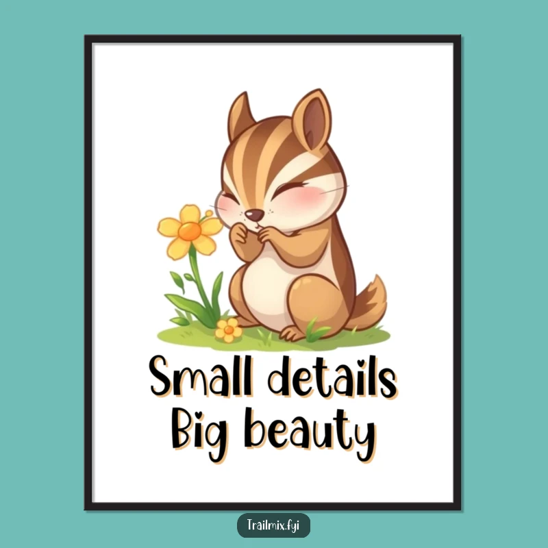 Free Printable Wall Art: Curious Chipmunk Flower Study, Funny Downloadable Art!