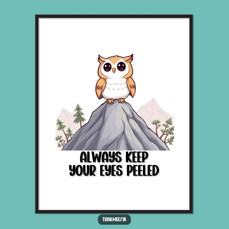 Free Printable Wall Art: Curious Owl on Peak, Humorous Downloadable Decor