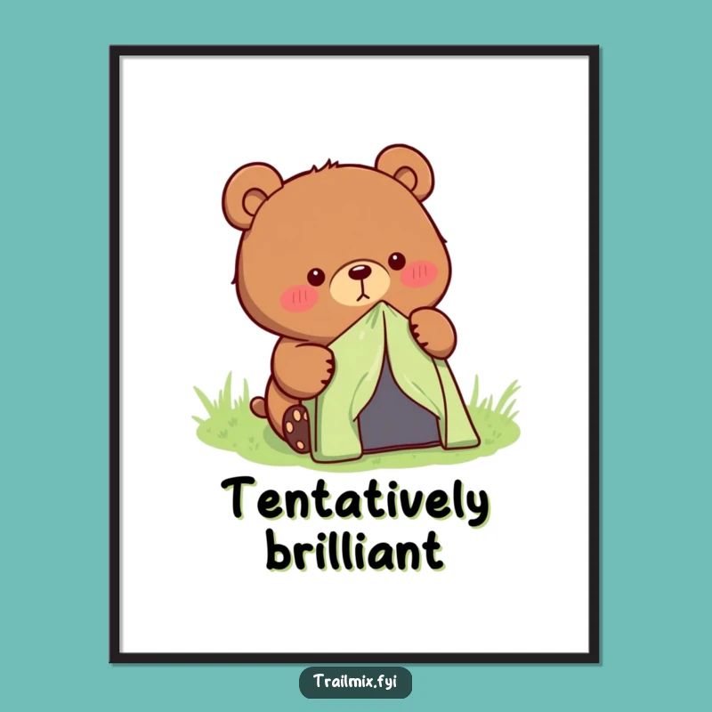 Funny Free Printable Wall Art: Bear's Tent Setup - Outdoorsy Downloadable Art Gift