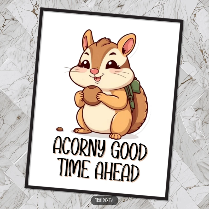 Funny Free Printable Wall Art: A cheerful chipmunk with cheeks stuffed full of nuts, ready for an adventure or just cozying up.